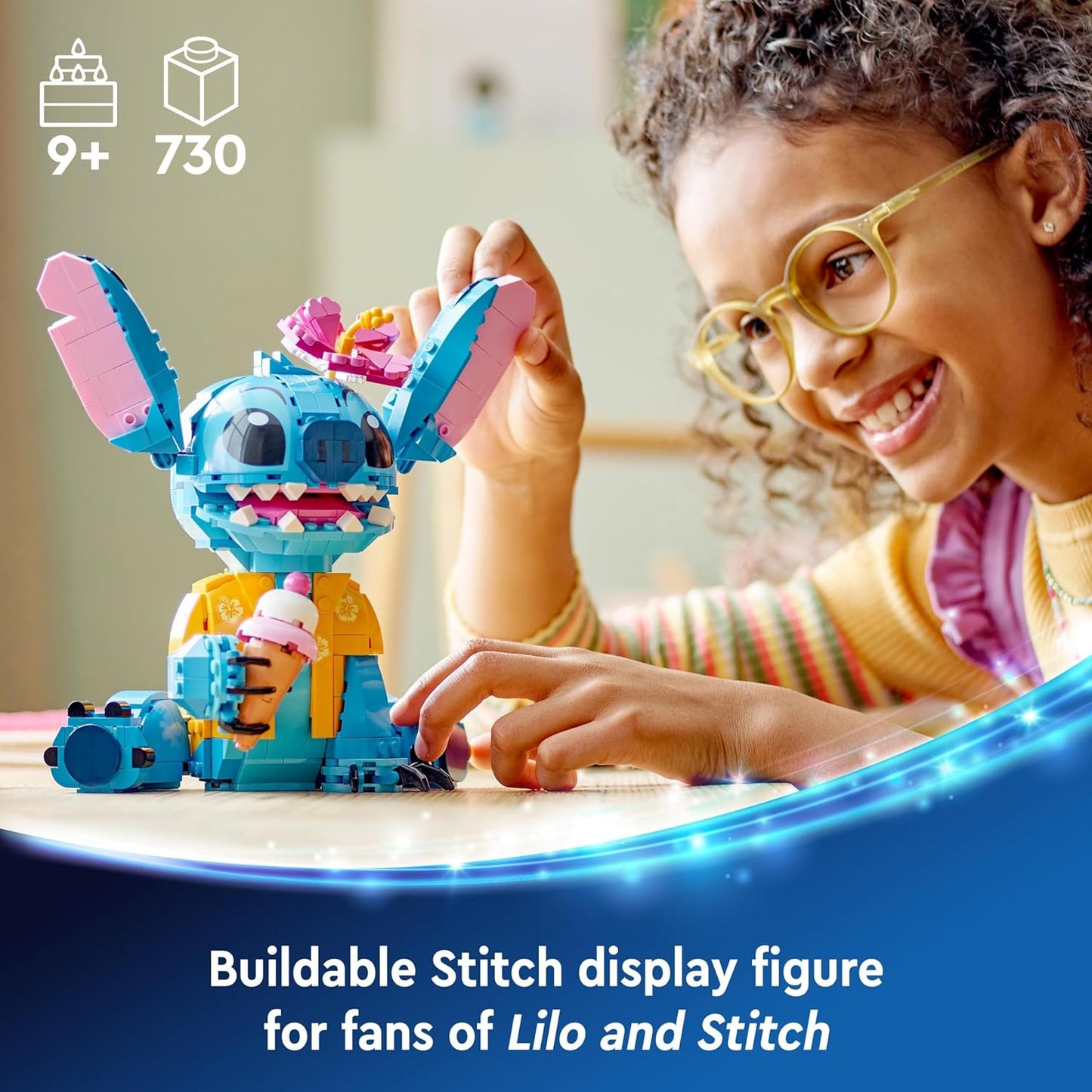 LEGO | Brinquedo de construção Disney Stitch para crianças, meninas e meninos de mais de 9 anos, conjunto de brinquedos com casquinha de sorvete e figura de personagem, presente de aniversário divertido 43249