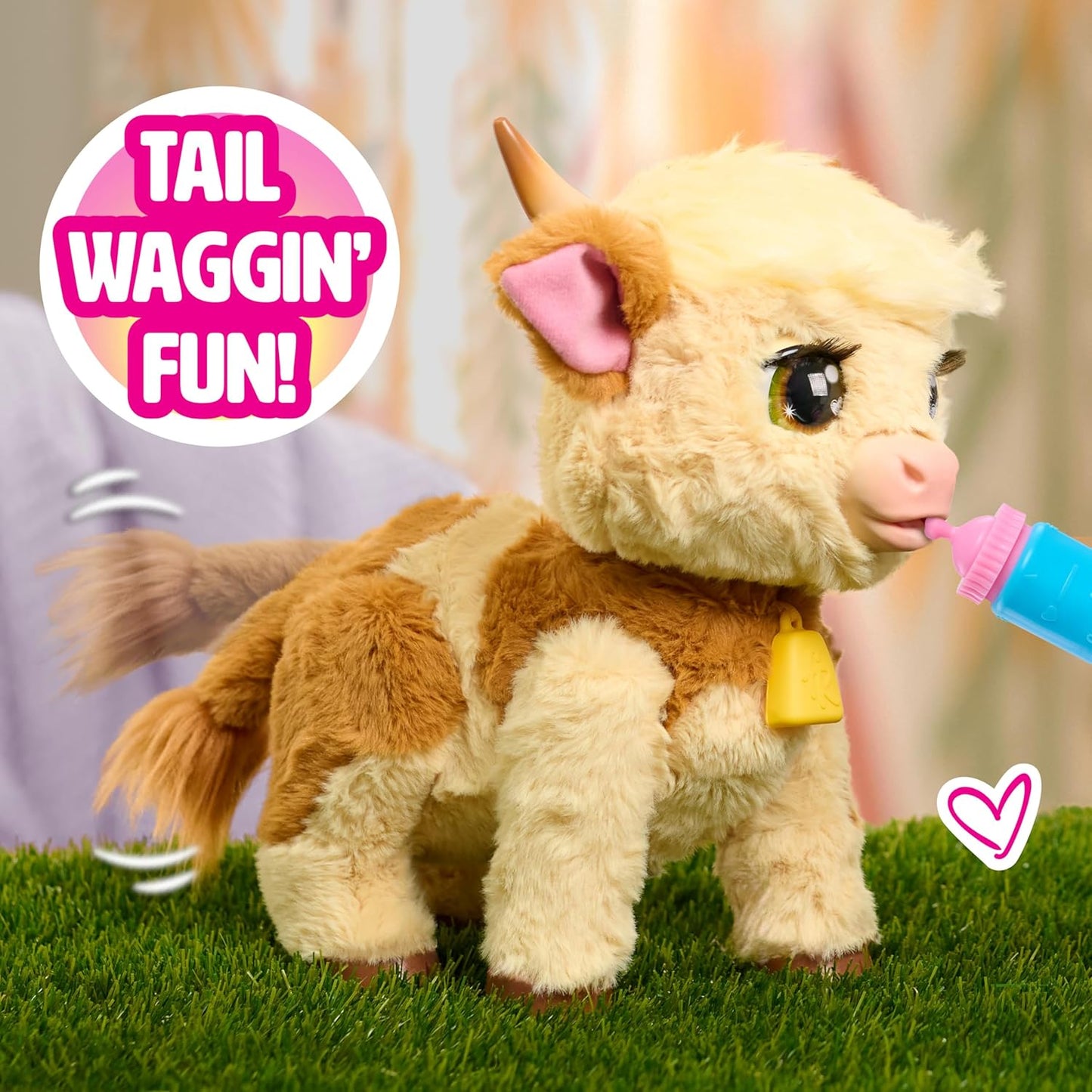 Just Play furReal Maggie, a Vaca Interativa "Coma e Siga", Mini Vaca Highland de 28 cm, para Meninos e Meninas a partir de 4 Anos