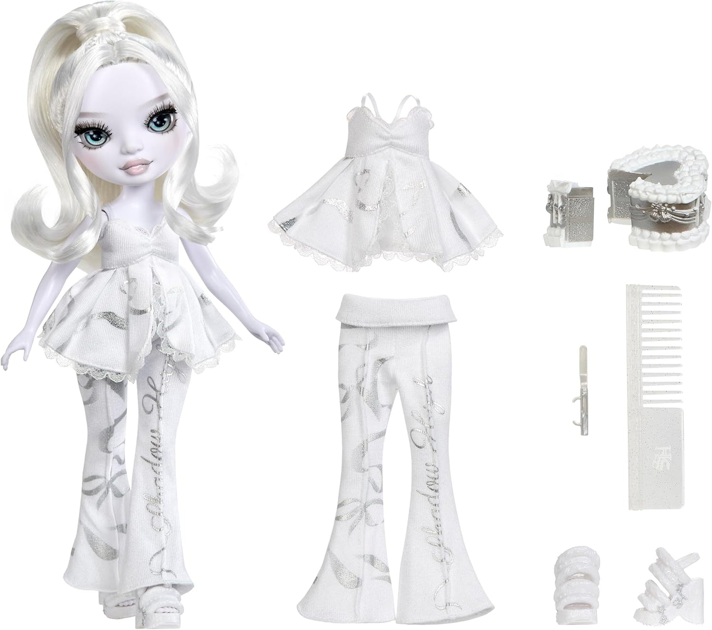 Rainbow High Shadow High Girl's Night - Natasha Zima - Boneca Fashion em tons de cinza de 28 cm, cabelo branco e roupa prateada com acessórios e pente - para colecionadores e crianças a partir de 4 anos