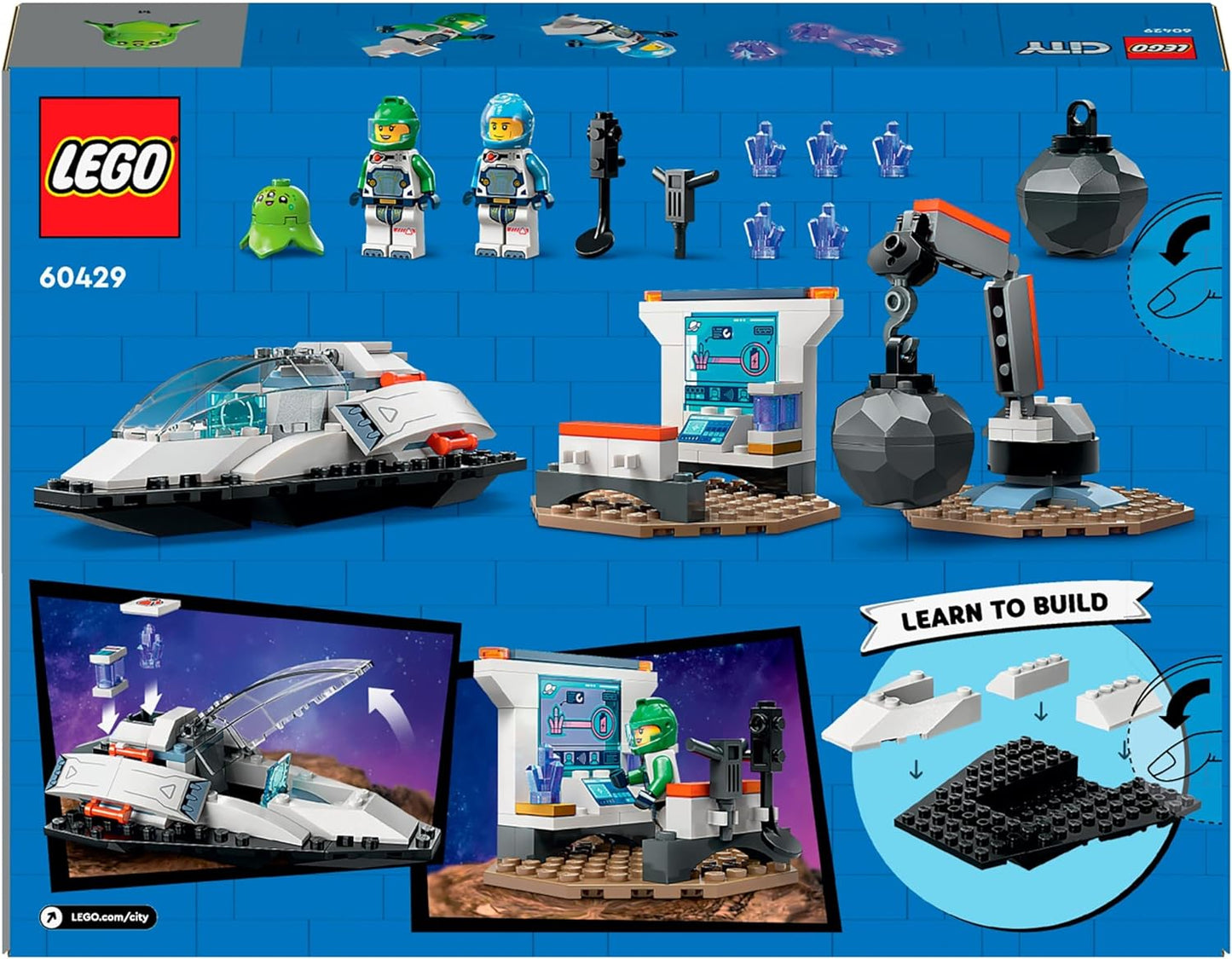 LEGO Urban Juego de descubrimiento de nave espacial y asteroide, juguete de estación espacial para niños y niñas a partir de 4 años, con una figura de extraterrestre y 2 minifiguras de astronauta para juegos de simulación, regalo