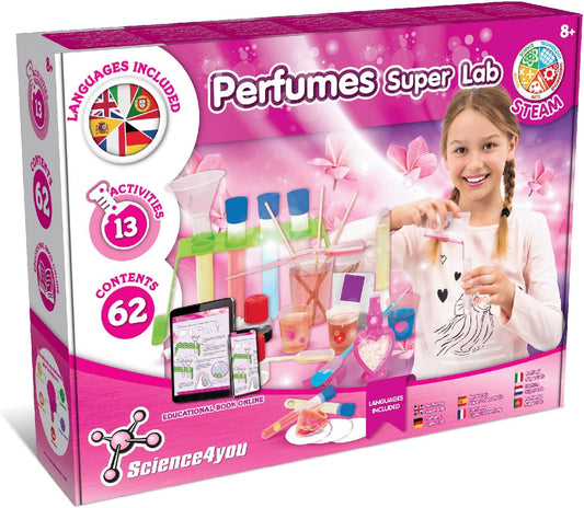 Science4you - Perfume Super Lab para crianças +8 anos - Kit científico com 13 atividades criativas: Laboratório de fabricação de perfumes, brinquedo educativo para crianças de 8 a 12 anos
