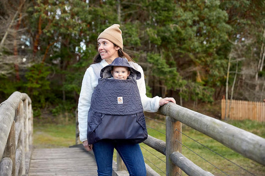 Ergobaby Capa de inverno, proteção contra chuva e frio com forro de lã para todos os porta-bebês Ergobaby, proteção para todos os climas com capa repelente de água, carvão