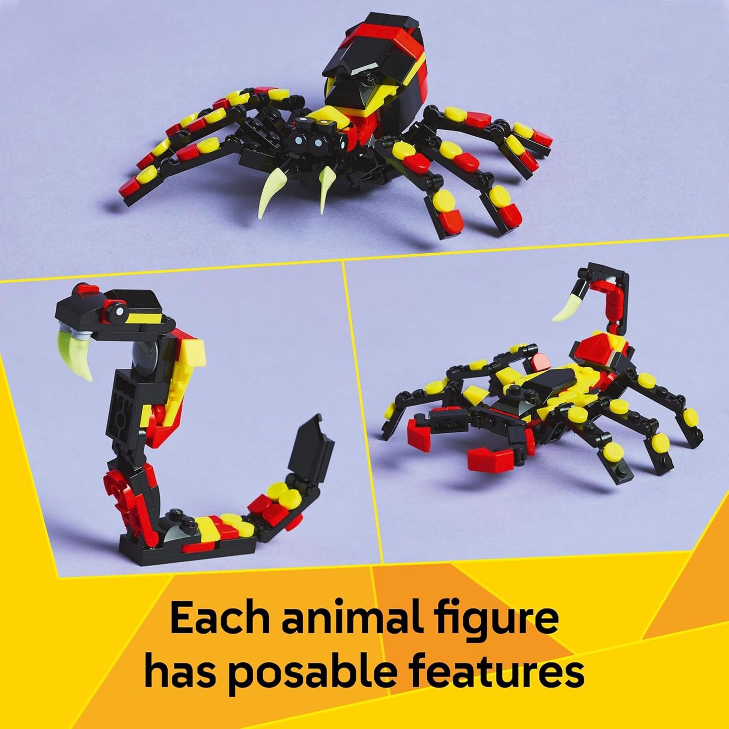 LEGO Creator 3in1 Wild Animals: Surprising Spider Toy - Transforma-se em uma figura de escorpião ou cobra - Conjunto de construção para meninos e meninas amantes da natureza com mais de 7 anos