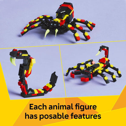 LEGO Creator 3in1 Wild Animals: Surprising Spider Toy - Transforma-se em uma figura de escorpião ou cobra - Conjunto de construção para meninos e meninas amantes da natureza com mais de 7 anos