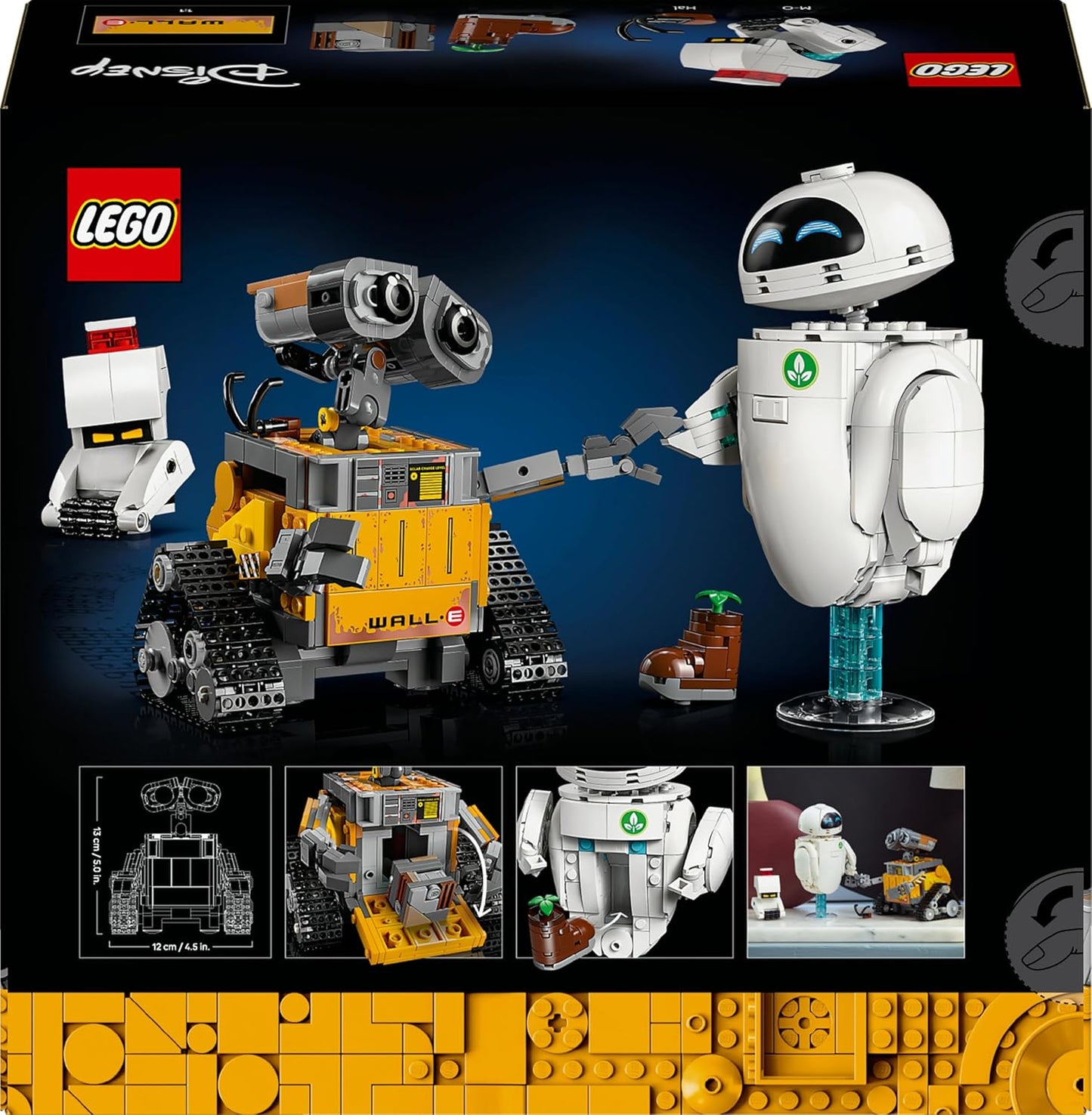 LEGO | Disney Pixar WALL-E e EVE - Kit de Modelo para Exibição para Adultos - Robôs Montados com Peças e Figuras de M-O e Hal - Decoração DIY para Casa - Presente Colecionável para Fãs - 43279