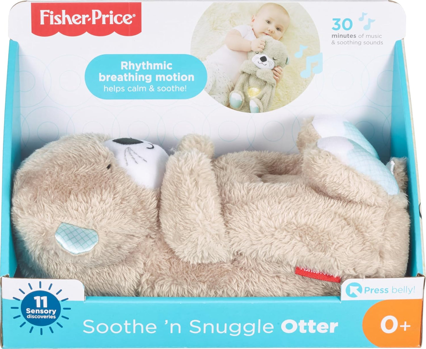Lontra Fisher-Price Soothe 'N Snuggle | Brinquedos e presentes para recém-nascidos | Pelúcia macia com luz e som | Presente para meninas e meninos | Itens essenciais para recém-nascidos, FXC66