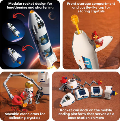 Playmobil Space ESA – Foguete de Pesquisa em Marte, foguete modular com plataforma de lançamento e 2 astronautas, conjunto de brinquedo espacial, para crianças a partir de 4 anos, 72011