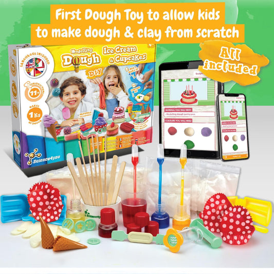 Science4you 1KG Play Dough para crianças – Faça seu próprio sorvete perfumado e cupcakes de plasticina, kit de artesanato de massa de modelar colorida para crianças, presente de brinquedo educacional