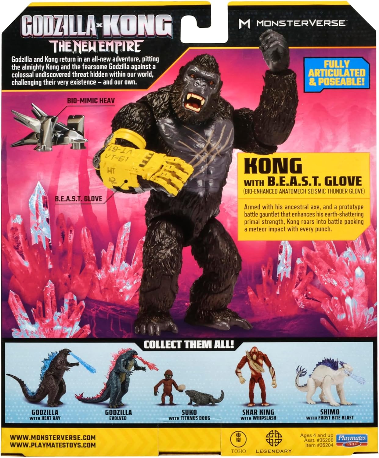 MonsterVerse Godzilla x Kong: The New Empire, brinquedo de boneco de ação Kong de 6 polegadas, personagem icônico de filme colecionável, inclui recurso de luva B.E.A.S.T, brinquedo adequado para maiores de 4 anos