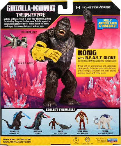 MonsterVerse Godzilla x Kong: The New Empire, brinquedo de boneco de ação Kong de 6 polegadas, personagem icônico de filme colecionável, inclui recurso de luva B.E.A.S.T, brinquedo adequado para maiores de 4 anos