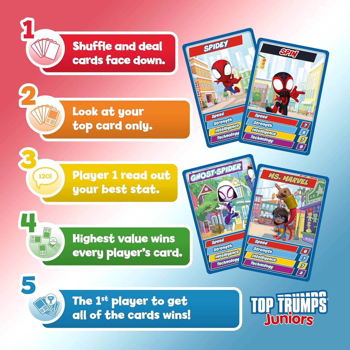 Top Trumps Spidey & Friends Junior Cards – Fácil de Segurar, Idade 3+, Homem de Ferro
