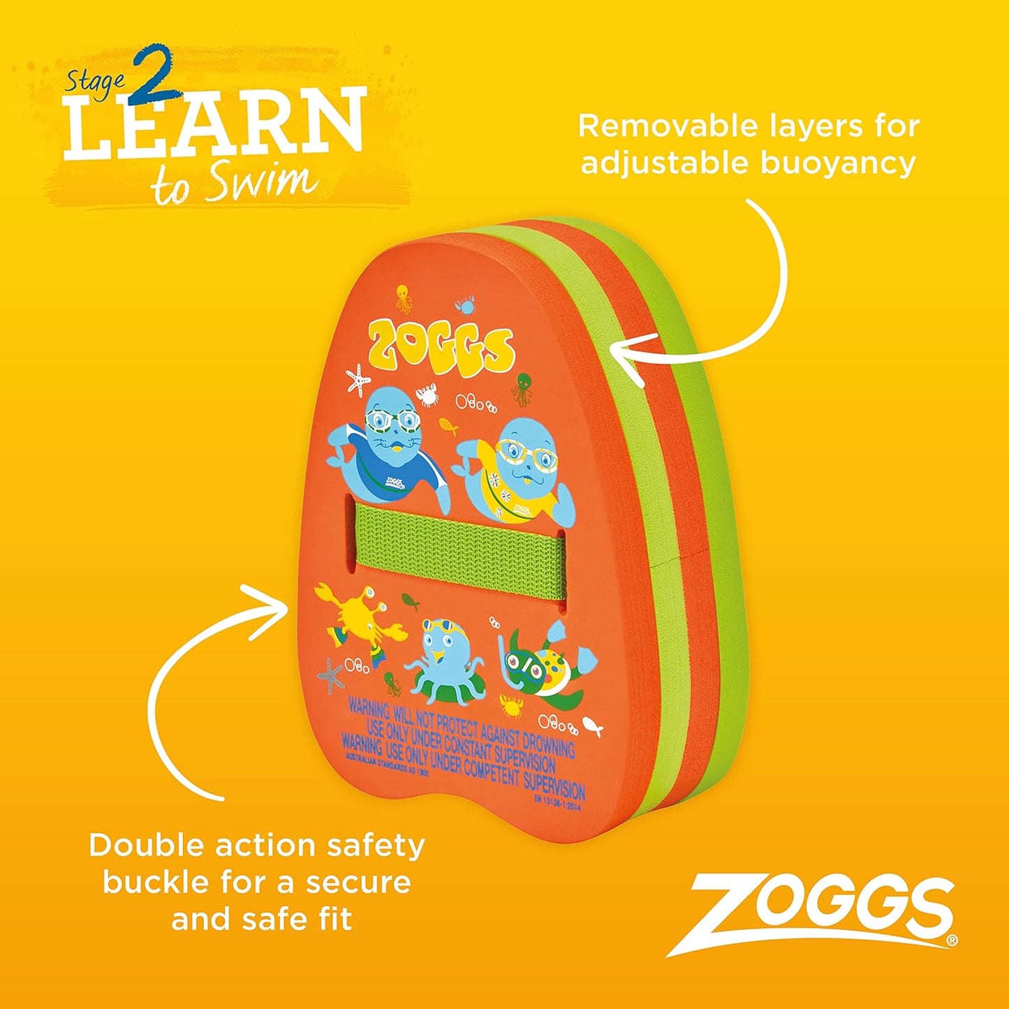 Zoggs Kids Zoggy Back Float Auxiliar de flutuação para natação - Multi, 2 a 6 anos