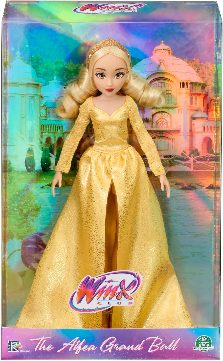 Winx Boneca Club Grand Ball – Stella em um vestido dourado brilhante com tiara – Boneca fada fashion totalmente articulada – Colecionável oficial Winx para meninas – Roupa de baile para crianças a partir de 4 anos