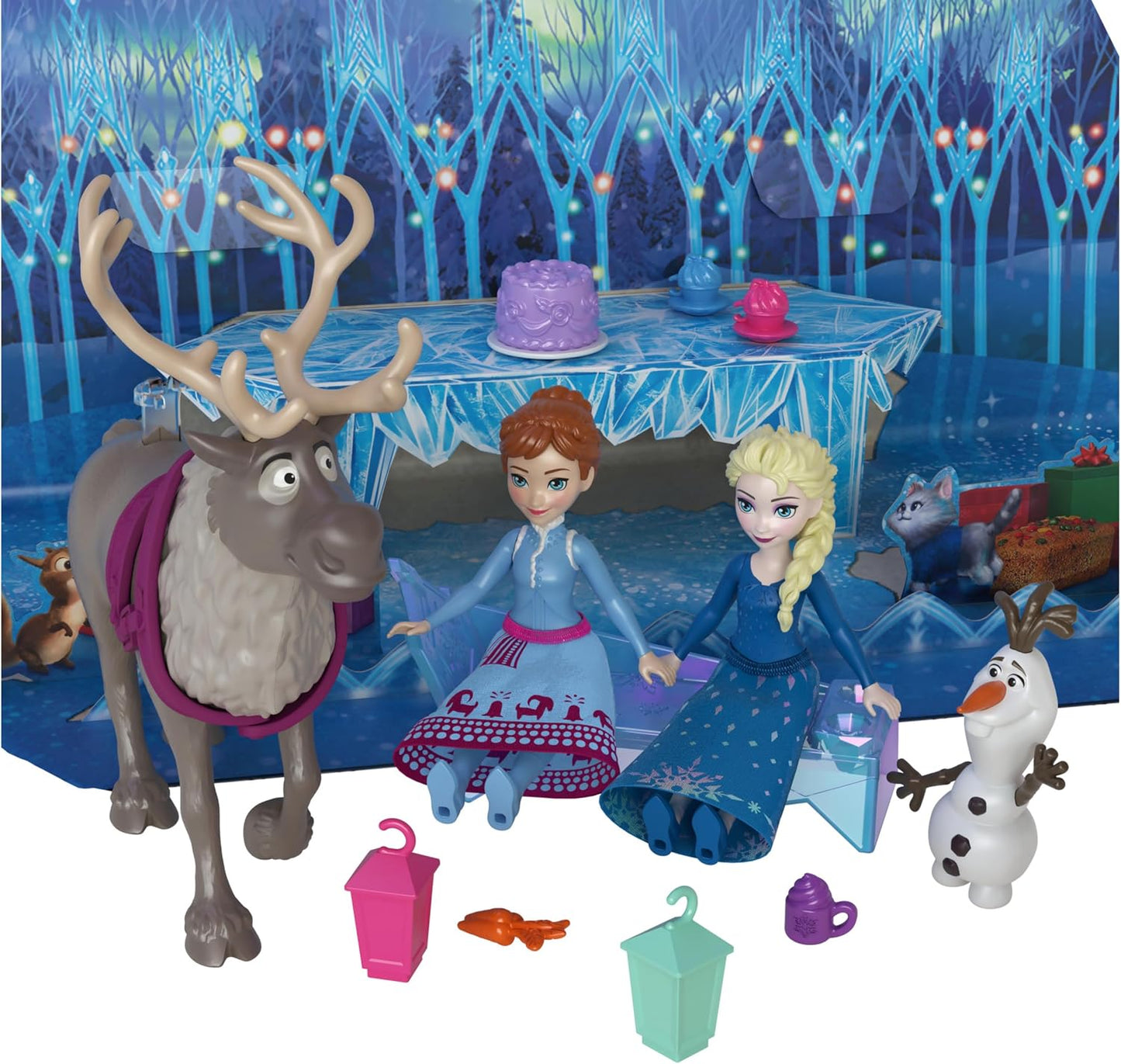 Mattel Calendário do Advento Disney Frozen Anna & Elsa (Bonecas em Miniatura) | 24 Dias de Surpresas: 2 Bonecas, 2 Figuras de Amigos, Areia Modelável e Acessórios, Inspirado em "A Aventura Congelante de Olaf", HWX20