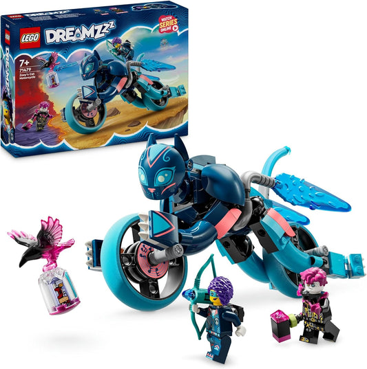 LEGO DREAMZzz Juego de Moto del Gato de Zoey, Reconstruye una Figura de Animal en una Bicicleta de Juguete para niños y niñas de 7 años o más, Juego de vehículos, Idea de Regalo de cumpleaños Creativa y Divertida para niños