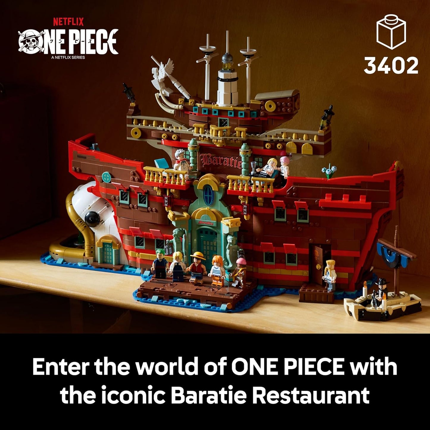 LEGO ONE PIECE O Restaurante Flutuante Baratie - Conjunto de Construção para Adultos - Modelo de Exibição com Interior Detalhado e 10 Minifiguras, incluindo Luffy, Nami e Sanji - Presente de Anime para Fãs - 75640