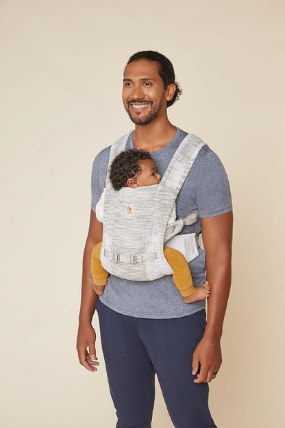 Ergobaby Porta-bebês Aerloom de recém-nascido a criança, costas ergonômicas e 3 posições, porta-bebês feito com material Formaknit, manhã enevoada