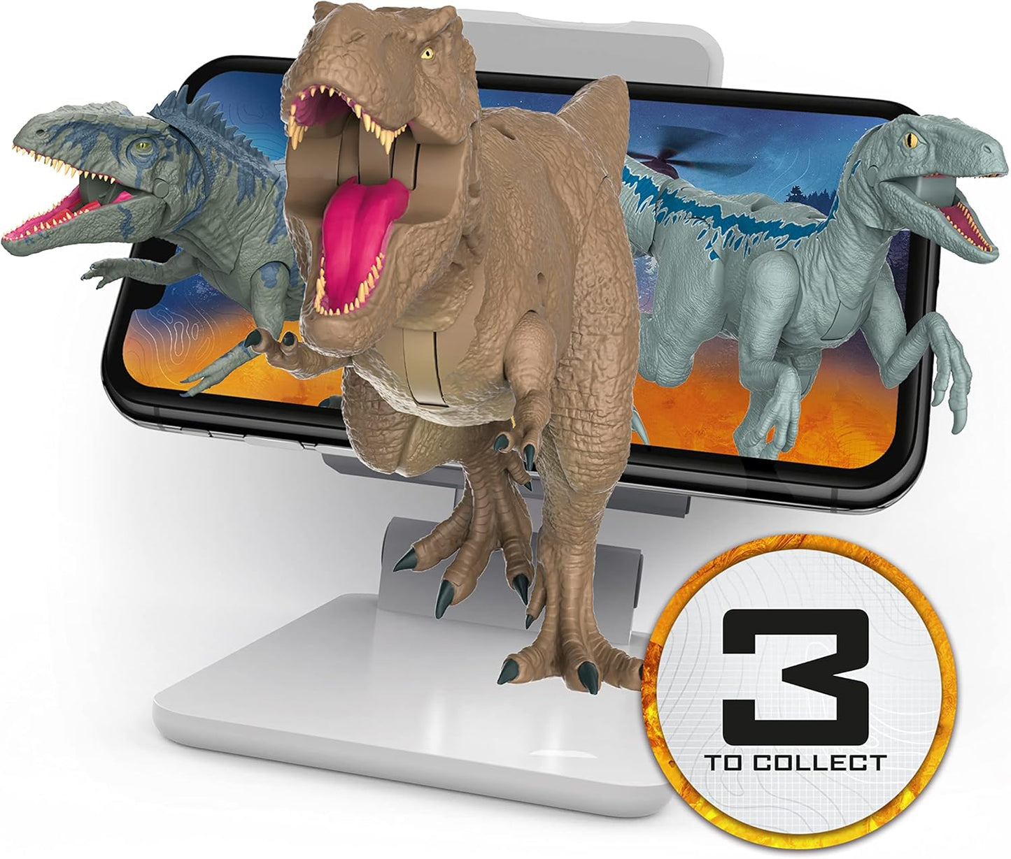 UAU! COISAS - Brinquedos de dinossauro Jurassic World MovieMates | Boneco de ação azul hiperarticulado e aplicativo | Brinquedos oficiais de dinossauro Jurassic World e Dominion para maiores de 3 anos