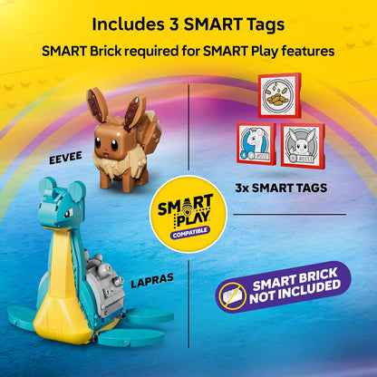 LEGO Pokémon SMART Play: Caça ao Tesouro de Eevee e Lapras – Conjunto de Brinquedo Interativo Compatível, Inclui 3 Etiquetas SMART e 2 Figuras Pokémon – Ideia de Presente para Meninos e Meninas a partir de 8 Anos – 72162