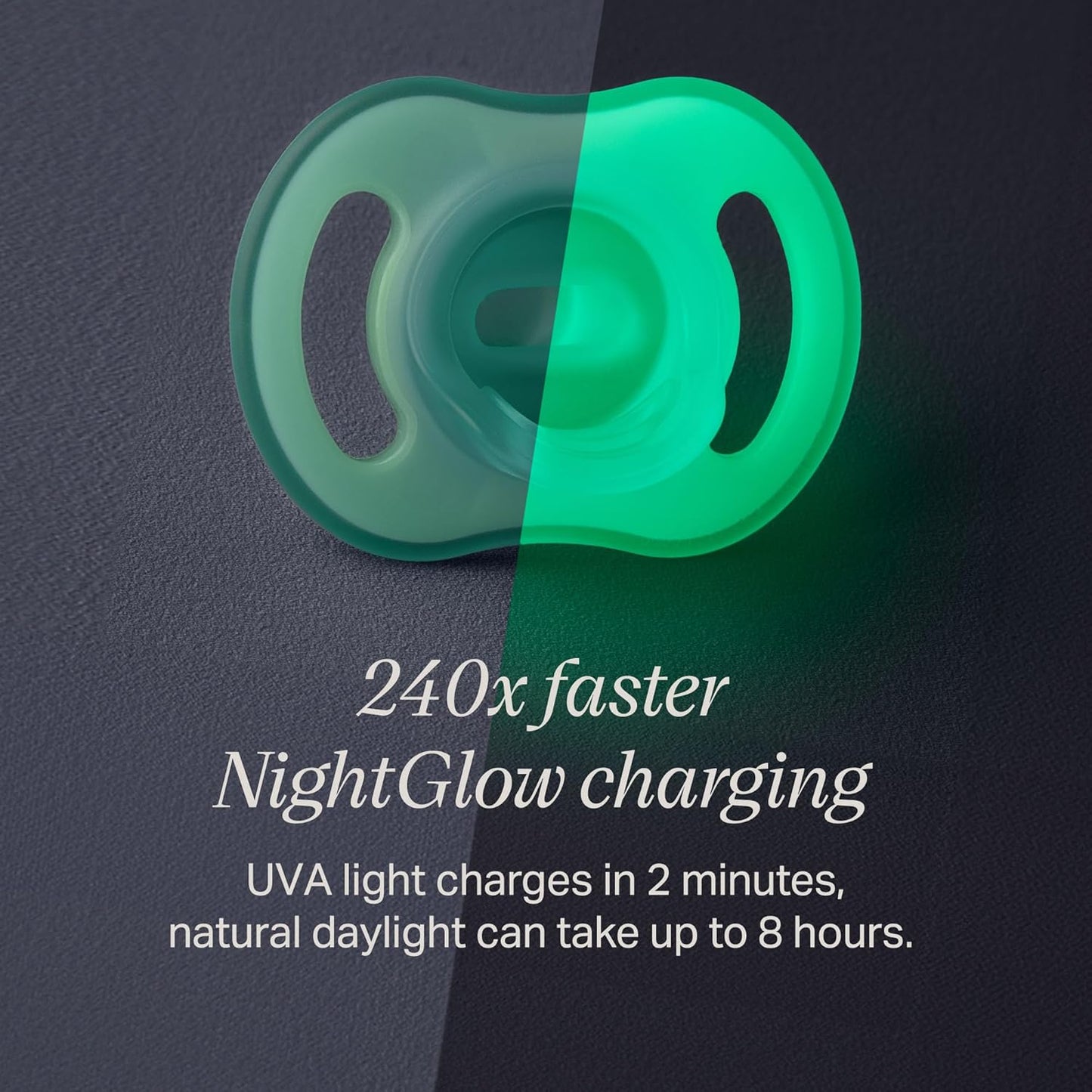 Tommee Tippee NightGlow Pod com chupeta NightGlow ultraleve para bebês de 0 a 6 meses, carrega chupetas que brilham no escuro em 2 minutos, esterilizador de chupetas UVC portátil, alça ajustável, funciona com pilha AA ou USB.