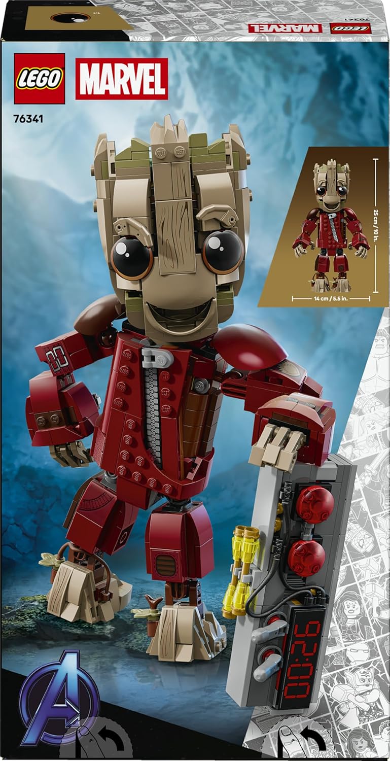 LEGO | Figura do Groot com Macacão Ravager da Marvel - Brinquedo Colecionável de Super-Herói - Ideia Fofa para Decoração de Mesa ou Quarto - Presente de Aniversário para Meninos e Fãs a partir de 10 Anos - 76341
