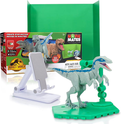 UAU! COISAS - Brinquedos de dinossauro Jurassic World MovieMates | Boneco de ação azul hiperarticulado e aplicativo | Brinquedos oficiais de dinossauro Jurassic World e Dominion para maiores de 3 anos