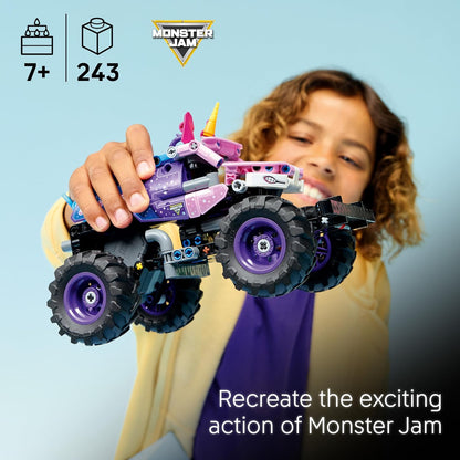 LEGO Technic Monster Jam Sparkle Smash Caminhão de Brinquedo com Mecanismo de Fricção - Kit de Modelo de Carro de Corrida com Tema de Unicórnio Rosa - Presente de Aniversário Criativo para Meninos, Meninas e Fãs a partir de 7 Anos - 42220
