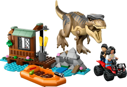 LEGO Jurassic World Fuga do T. rex no Rio - Brinquedo Interativo de Dinossauro - Inclui uma Figura de Dinossauro, Barco de Brinquedo, Quadriciclo e 2 Minifiguras - Presente para Meninos e Meninas a partir de 5 Anos - 76975