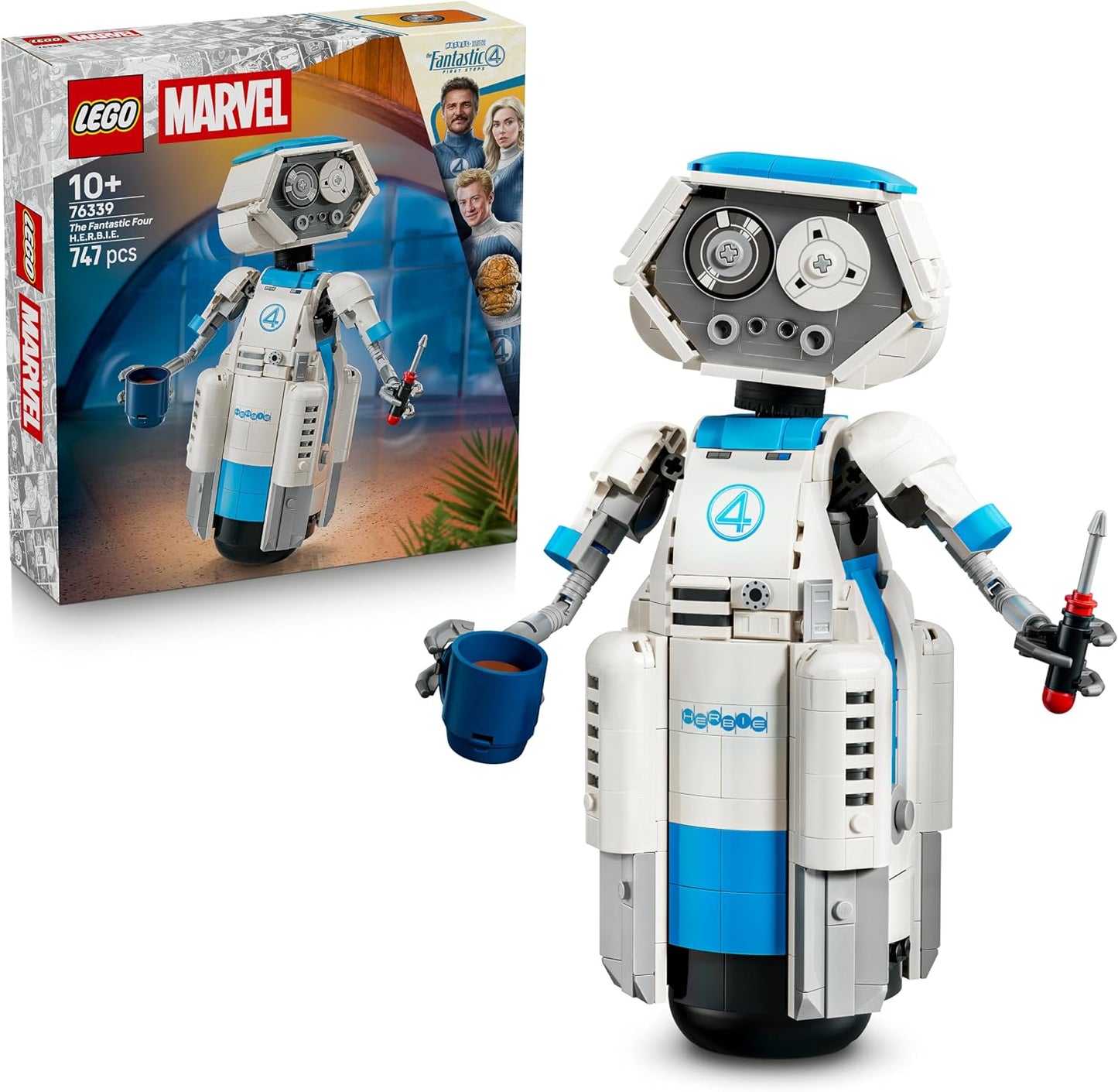 LEGO ǀ Marvel Figura H.E.R.B.I.E. do Quarteto Fantástico – Robô de Brinquedo Colecionável com Acessórios – Decoração para Quarto ou Mesa – Presente de Aniversário para Meninos a partir de 10 Anos e Fãs de Super-Heróis – 76339