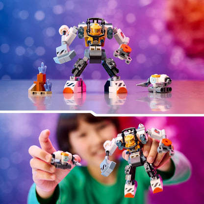 LEGO City Traje de mecánico de construcción espacial, figura de acción de juguete para niños, niños y niñas a partir de 6 años, juego de construcción con robot y minifigura de piloto, pequeña idea de regalo 60428