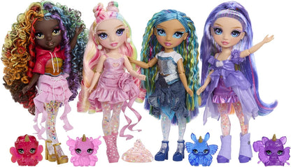 Rainbow High Rainbow Shimmers com Slime - Bella, Rosa - Boneca Fashion de 28cm, Acompanha Kit de Slime e uma Lhama de Estimação, Indicada para Crianças a partir de 4 Anos
