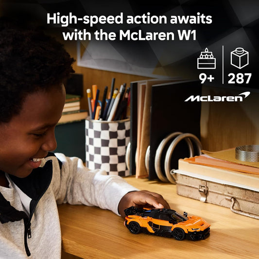 LEGO Speed Champions McLaren W1 Supercar - Kit de Modelo de Carro com Minifigura Colecionável de Piloto - Ideia de Presente de Aniversário para Meninos a partir de 9 Anos e Fãs de Automobilismo - 77257