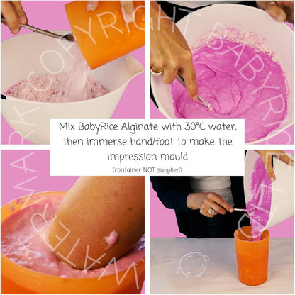 BabyRice Kit de yeso grande para manos y pies de bebé, en caja, incluye pintura metálica (plateado)