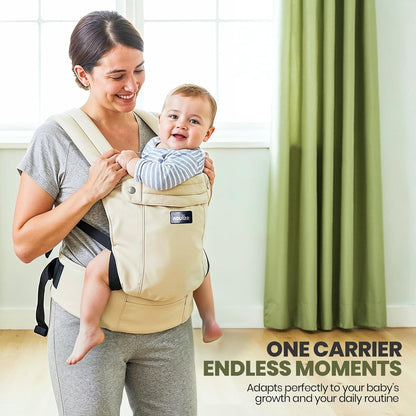 Canguru Ergonômico para Bebês Recém-Nascidos e Crianças Pequenas - 100% Algodão, Tecido Respirável, Canguru Ajustável com Opções de Carregamento Frontal e nas Costas - Canguru Macio e Estruturado para Mães e Pais - Cáqui