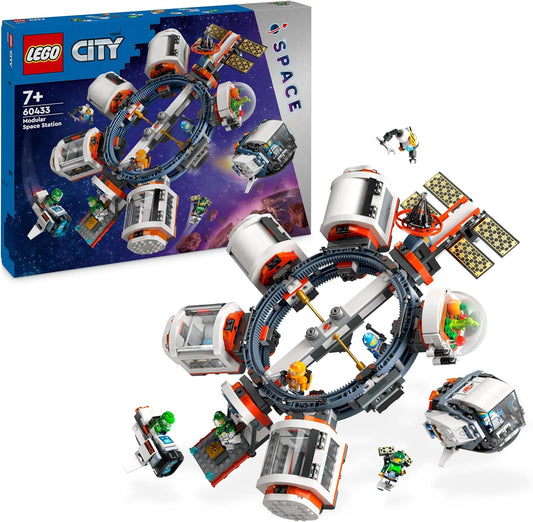 LEGO Brinquedo de estação espacial modular da cidade para meninos, meninas e crianças de mais de 7 anos, conjunto de jogos de exploração científica com um ônibus espacial e 6 minifiguras de astronauta, presente de aniversário para amantes de naves