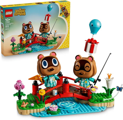 LEGO Animal Crossing – O Dia de Diversão de Timmy e Tommy – Bonecos de Guaxinim com Acessórios – Decoração de Quarto Infantil – Presente de Games para Meninas e Meninos a partir de 10 Anos – 77059