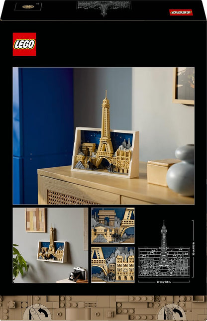 LEGO Architecture Paris – Cidade do Amor - Kit de Modelo em Miniatura para Adultos - Decoração de Parede 3D com Pontos Turísticos Icônicos de Paris, incluindo a Torre Eiffel - Ideia de Presente - 21064