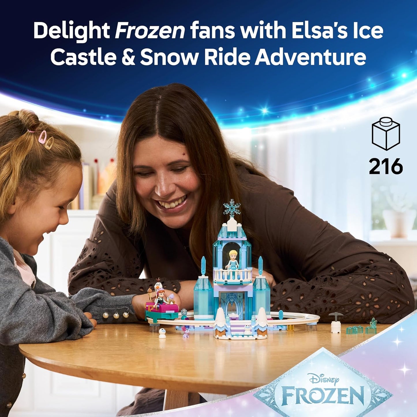 LEGO | Castelo de Gelo e Passeio na Neve da Elsa de Frozen da Disney - Inclui Mini Bonecas da Anna e da Elsa, Figura do Olaf, Trilho de Trem e Carrinhos de Neve - Presente para Meninas a partir de 4 Anos - 43281