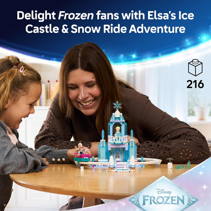 LEGO | Castelo de Gelo e Passeio na Neve da Elsa de Frozen da Disney - Inclui Mini Bonecas da Anna e da Elsa, Figura do Olaf, Trilho de Trem e Carrinhos de Neve - Presente para Meninas a partir de 4 Anos - 43281