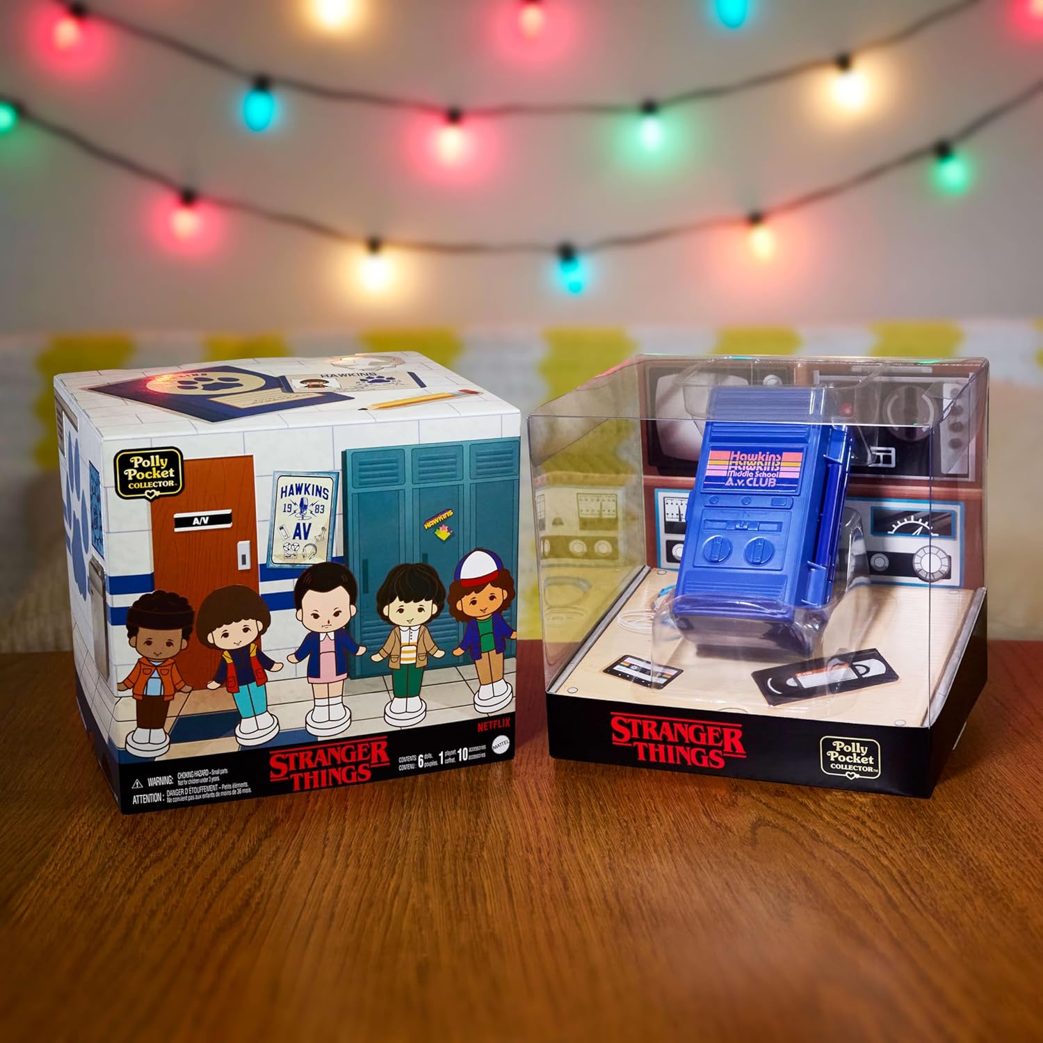 Polly Pocket Collector Playset, Stranger Things Compact com 6 bonecos