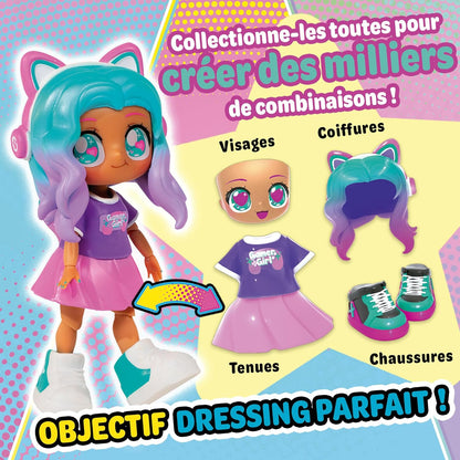 Boneca Fashion Animakii – Unicórnio e Morcego Personalizáveis – Boneca Fashion de 12,7 cm com 32 Looks em Uma – Acessórios, Roupas, Sapatos e Placas Faciais – Brinquedos da Moda para Meninas (APENAS 1 BONECA INCLUÍDA)