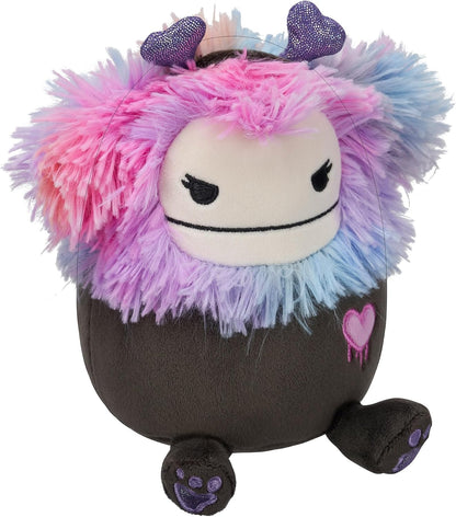 Squishmallows Original 7,5 polegadas Frumpy the Goth Black Bigfoot usando faixa de cabeça de coração de pelúcia para dia dos namorados