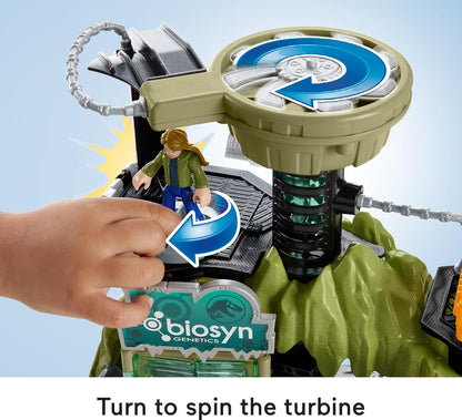 Fisher-Price Conjunto de brinquedo Imaginext Jurassic World Laboratório de Dinossauros com figuras de Owen, Grady, Maisie e Dr. Grant, Therizinosaurus e Dimetrodon, para crianças a partir de 3 anos, HPT69