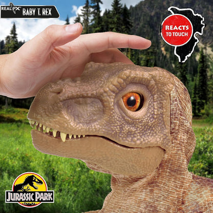 UAU! COISAS - Brinquedo de dinossauro azul bebê Jurassic World REAL FX, dinossauro animatrônico hiper-realista, movimentos realistas e sons de filmes reais, brinquedos oficiais Jurassic World Dominion, idade 8+