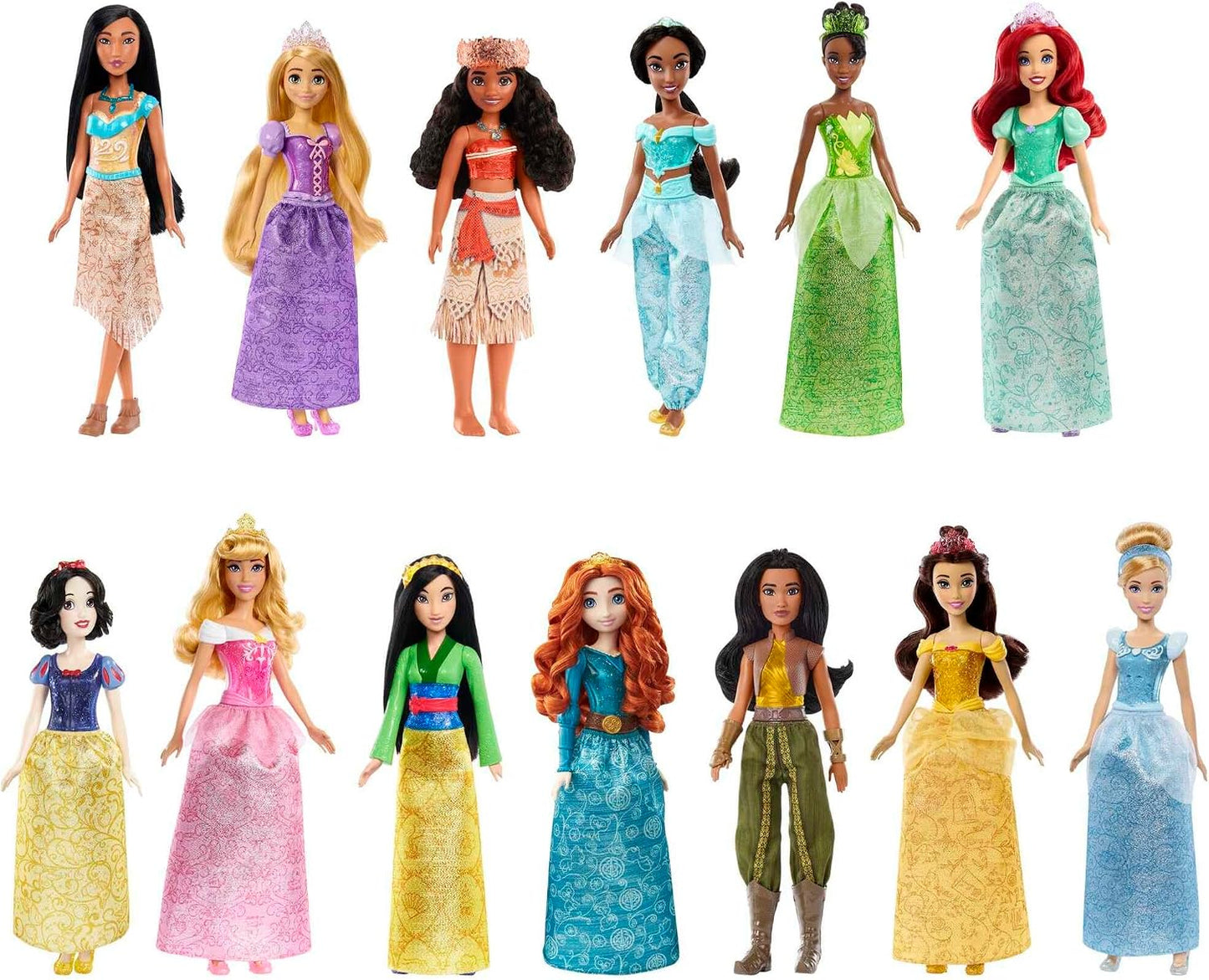 Mattel Brinquedos Disney Princess da , 13 Bonecas Fashion de Princesas com Roupas e Acessórios Brilhantes, Inspiradas nos Filmes da Disney, Presentes para Crianças, HLW43