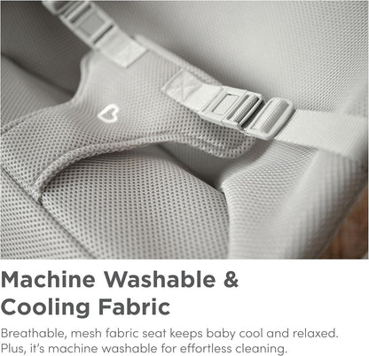 Munchkin 2 em 1 Spring Baby Bouncer Rocker - Balanço suave para bebês do nascimento aos 9 kg (20 lb). Balanço com 3 posições de reclinação, leve, dobrável para fácil armazenamento e transporte, cinza