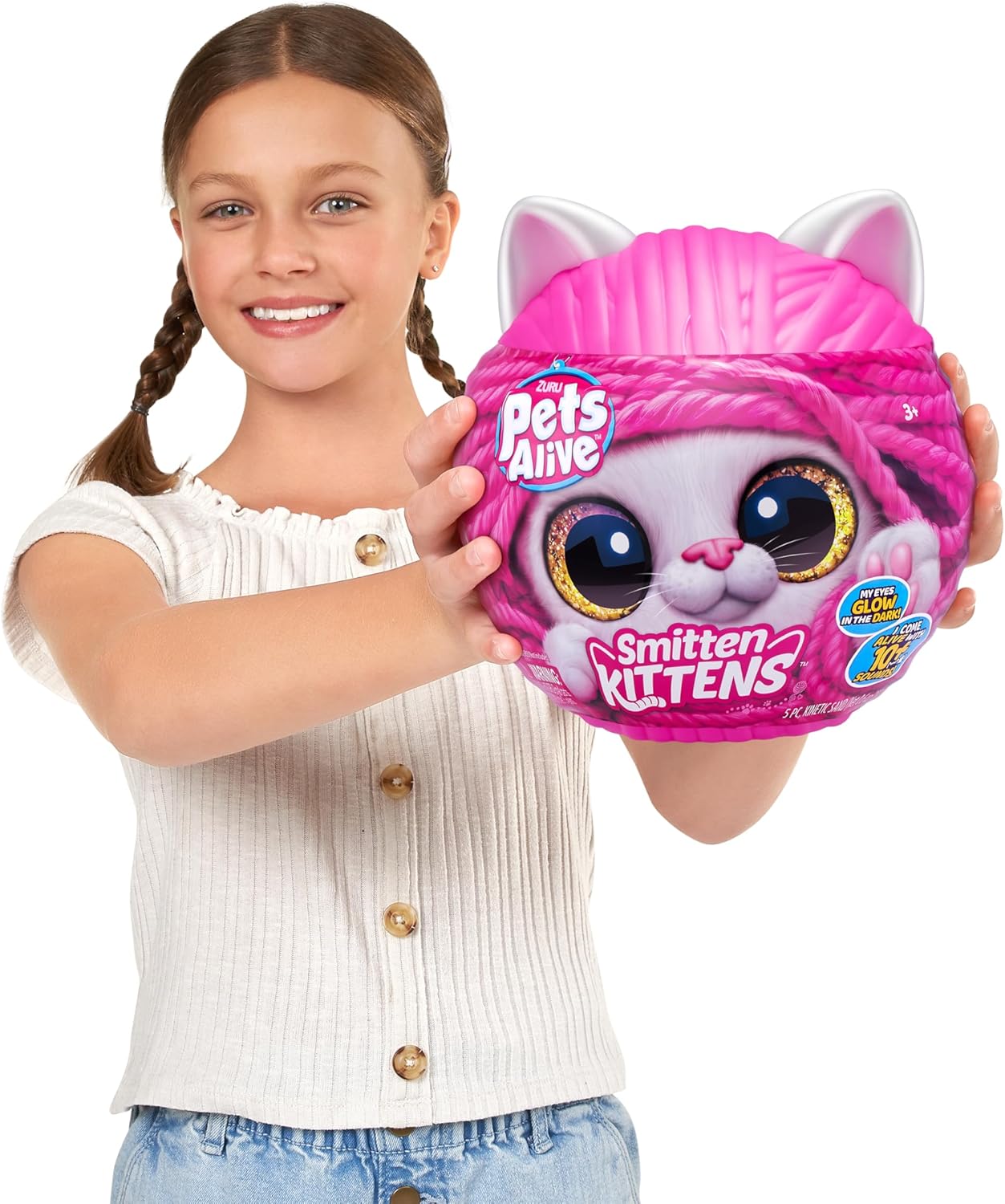 Pets Alive Smitten Kittens Lucky, Gatinho de Pelúcia Surpresa, Pelúcias Ultra Macias, Brinquedos Interativos para Animais de Estimação, Gatinho de Estimação Eletrônico, Idades 3+ (Lucky)