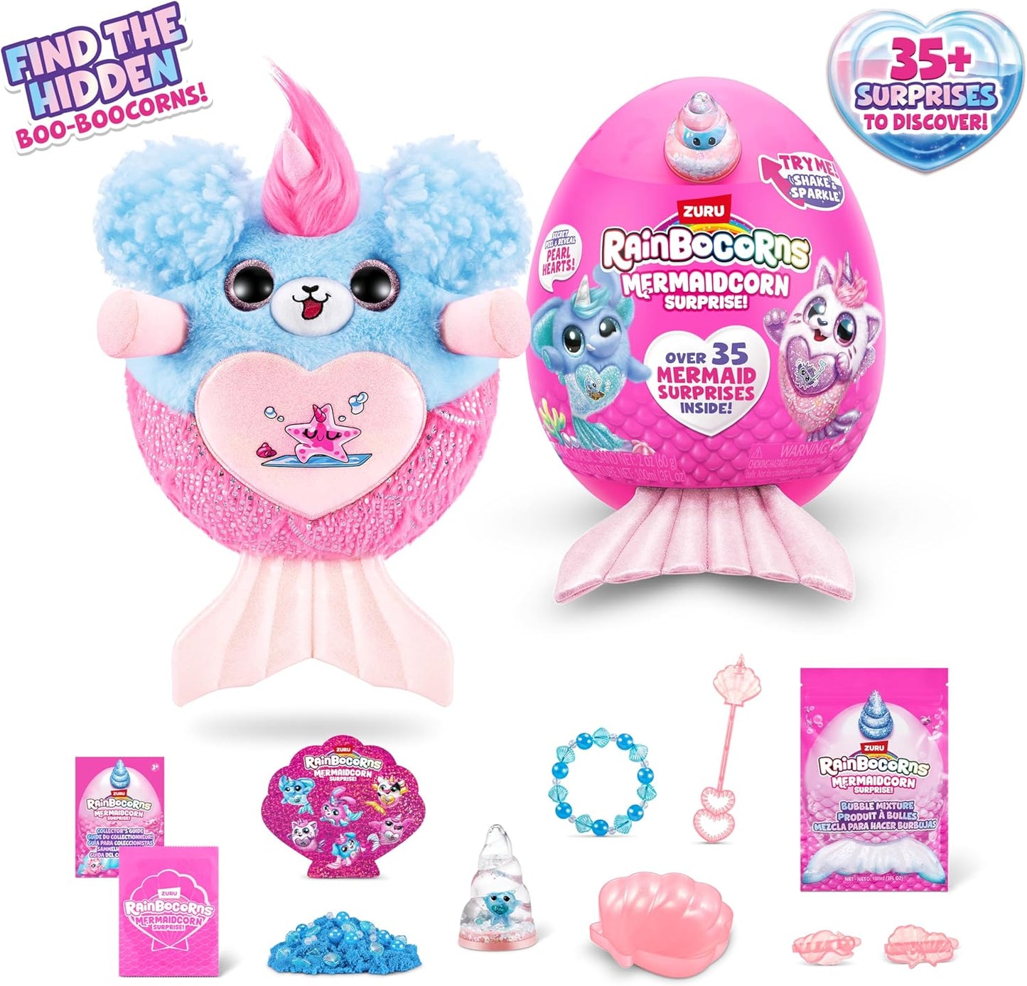 Rainbocorns Mermaidcorn Série 7 Sirena, a Cachorrinha - Pelúcia Colecionável - Surpresas de Sereia, Pelúcia de Aconchego, Adesivos (Cachorrinho)