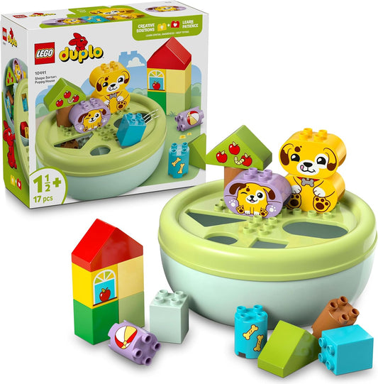 LEGO DUPLO Shape Sorter: Puppy House - Brinquedo educativo de classificação para crianças pequenas, com blocos coloridos em vários formatos - Conjunto de desenvolvimento de habilidades motoras finas para meninas e meninos de 18 meses - 10441