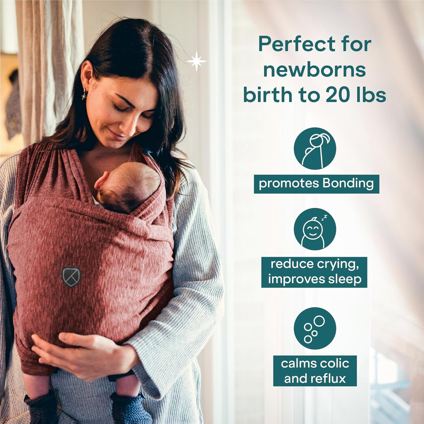 Koala Babycare Canguru para Bebê - Fácil de Usar - Suporte Ergonômico Certificado - Canguru Elástico Multiuso Adequado para Bebês de até 9 kg - Canguru para Bebê